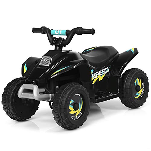 GOPLUS 6V Elektro Quad Kinder, Kinderfahrzeug mit Vor- und Rückwärtsschalter, Kinderquad mit bequemem Sitzplatz, Miniquad Kinderauto aus PP & Stahl, Elektro Motorrad für Kinder ab 3 Jahre (Schwarz)