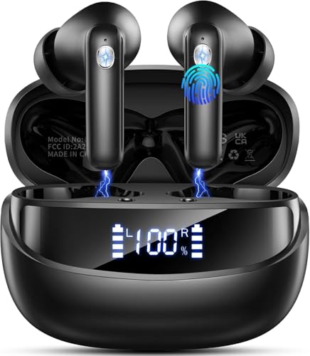 Bluetooth Kopfhörer, 2026 Kopfhörer Kabellos Bluetooth 5.4 HiFi Stereo, 50 Std Spielzeit In Ear Kopfhörer mit 6 ENC Noise Cancelling Mics, Ohrhörer mit LED-Anzeige, IP7 Wasserdicht Kabellose Kopfhörer