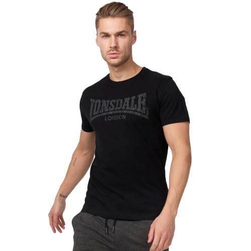 Lonsdale Herren-T-Shirt aus Baumwolle in Regular-Fit für den Alltag,SM