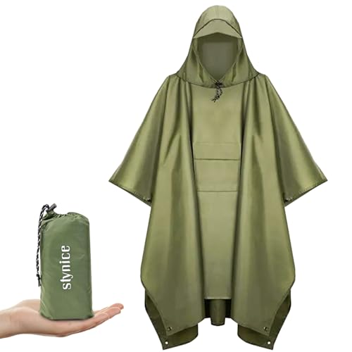 Stynice Leicht Wasserdicht Regenponcho Herren & Damen - Mehrzweck Regenjacke Outdoor mit Kapuze Faltbare Tasche für Camping Wandern Hikking - Atmungsaktive 3in1 Regencape