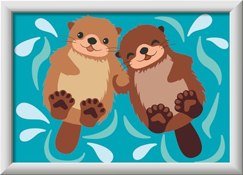 Ravensburger CreArt Verliebte Otter - Malen nach Zahlen ab 7 Jahre | Malset mit Rahmen, Pinsel und Acrylfarben, Geschenk für Mädchen und Jungen