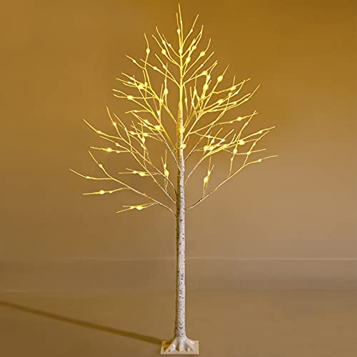COSTWAY 180cm LED Lichterbaum, Birkenbaum mit warmweißen LED-Leuchten, künstlicher Weihnachtsbaum, Tannenbaum, Christbaum, Kunstbaum, Dekobaum