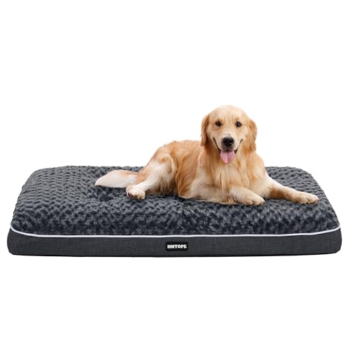 HMTOPE Orthopädisches Hundebett, Hundematte im Doppelstock-Design, Waschbar Hundekissen, Abnehmbar Hundekorb, 105 cm für Mittelgroße Hunde, Dunkelgrau