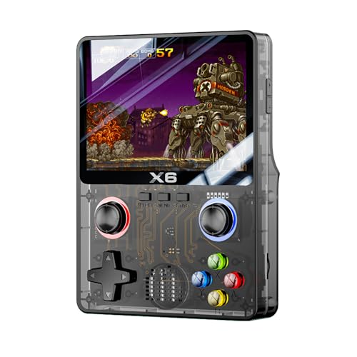 EleBikk Retro-Handheld-Spielkonsole, X6 Retro Spielekonsole, Unterstützt 11 Arten von Emulatoren, Darunter Mehr als 10.000 Arten von Spielen, Duales 3D-Joystick-Design, 3,5-Zoll-IPS-HD-Farbbildschirm,