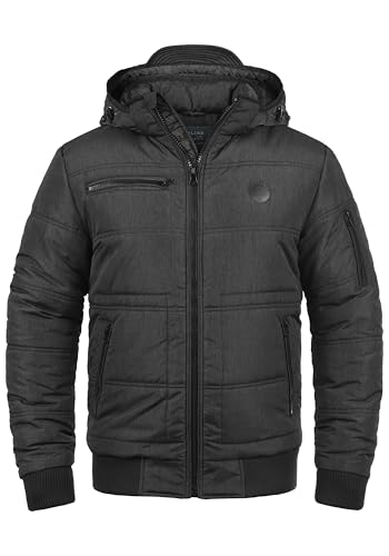 BLEND BHBoris Herren Winterjacke Steppjacke Jacke gefüttert mit abnehmbarer Kapuze Reißverschlusstaschen Regular fit, Farbe: Black (70155), Größe: M