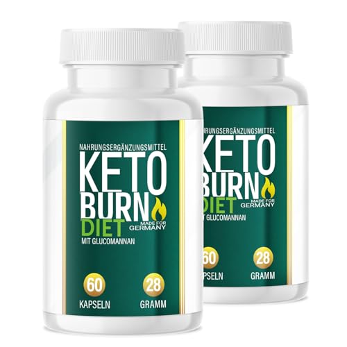 NEU: Keto Burn Diet - Das Original, Kapseln mit hochwertige natürliche Inhaltsstoffe für Frauen + Männer, Nahrungsergänzungsmittel mit Glucomannan - 120 Stück