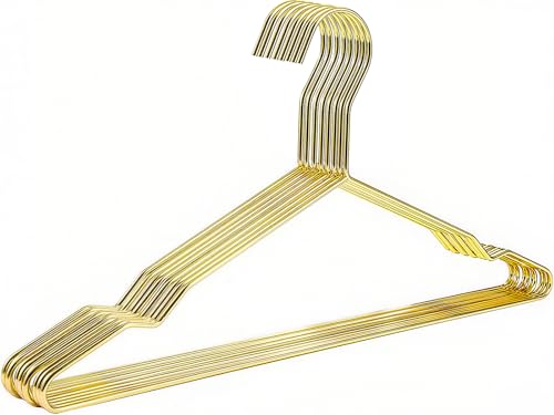 Qualsen Kleiderbügel Metall mit Rutschfester Nut, Gold 10 Stück, 42 cm