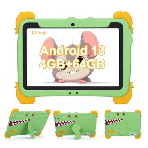 C idea 10,1 Zoll für Kinder Tablet, FHD-Display 1280 x 800, 4 GB RAM + 64 GB ROM, Akku 6000 mAh, Kindersicherung, WLAN, Bluetooth, Android-Tablet für Kinder von 3 bis 12 Jahren (grün)