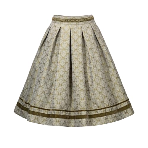 Kelliar Dirndlrock Damen, Trachtenrock Damen Grün Dirndl Trachtenröcke Midi Argyle Reißverschluss Plissee Midi Petticoat Grüin Trachten, Größe 36