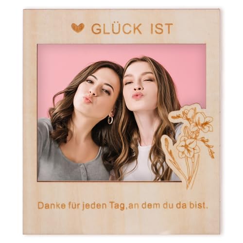 ALULU Magnetischer Bilderrahmen aus Holz für beste Freundin - Personalisierbares Foto Geschenk für Geburtstag oder als Dankeschön
