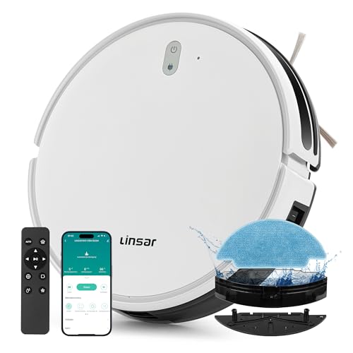 Linsar - Saugroboter mit Wischfunktion - Staubsauger Roboter - mit APP - 120 Min Akku - Saug und Wischroboter - für Teppich, Tierhaar & Hartböden - Roboterstaubsauger mit Ladestation & Fernbedienung