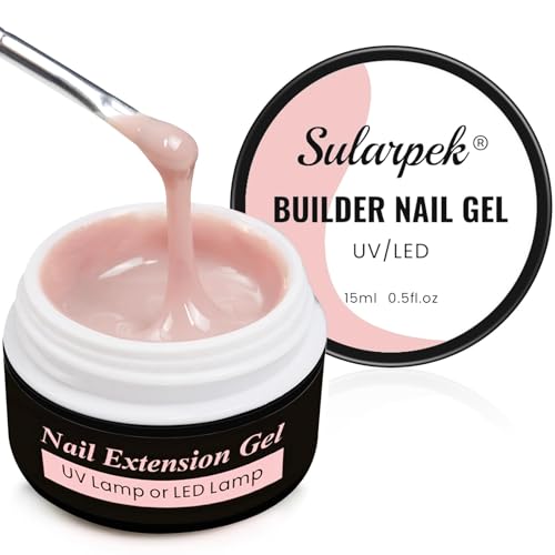 Sularpek Gel Nnägel, 15 ML UV Gel, Aufbaugel für Gelnägel, Acrylgel für Nägel, UV Nagellack für Nägel Reparatur, Verstärkungsverlängerung für Nagelstudio(Milky Rose)