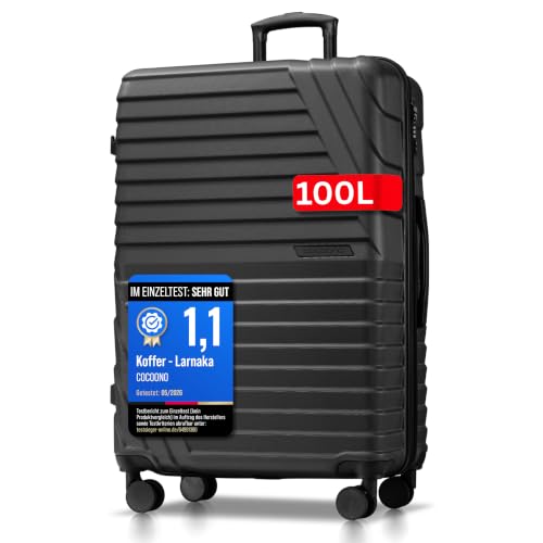 Hartschalenkoffer XL Groß - 100L Volumen erweiterbar auf 117L - 158cm Gurtmaß - 8 Rollen 360° drehbar - Leichter Koffer mit TSA Schloss & Teleskopgestänge - Reisekoffer mit Rollen (anthrazit, XL)