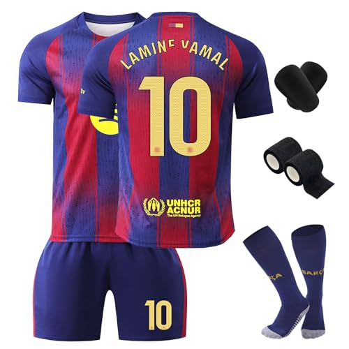 PEIFOON Neues Nr.10 Fußbal Trikot Set Kinder, Fussball Trainingstrikot, Heim/Auswärts Fußball Trikot, Fans Fußballtrikots, Schnell Trocknendes Atmungsaktives Fußballtrikot Mit Schienbeinschoner