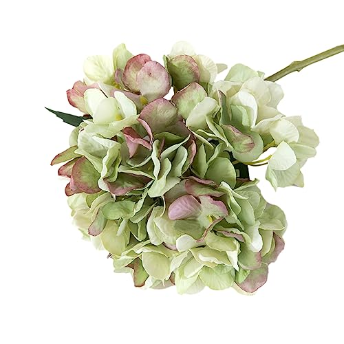 3 Stück Künstliche Hortensien Kunstblumen, Realistische Einzelne Lange Stamm Künstliche Blumen, Hortensien Blumensträuße für Hochzeit, Haus, Büro, Hotel, Partydekoration, Blumenarrangement,Grün