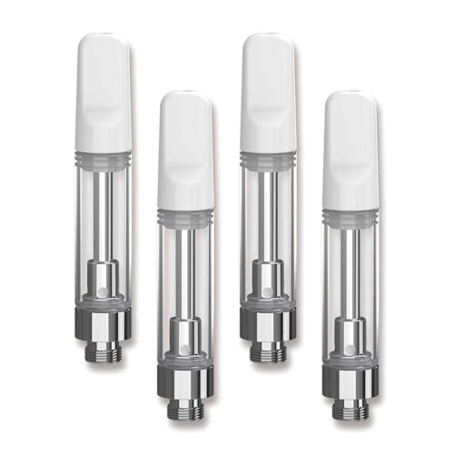 CannBro Einweg-Verdampfe,510er Gewinde,Ohne Nikotin/Ohne Flüssigkeit,Lebensmittelgeeignet · Kindersicher · Ideal Für CBD (Weiß, 1.0ml, 4 Stück)