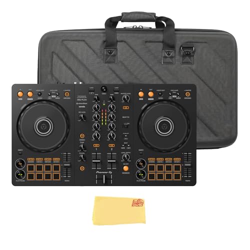 Pioneer DJ DDJ-FLX4 2-K-DJ-Controller – Schwarz Bundle mit Tragetasche und Austin Bazaar Poliertuch