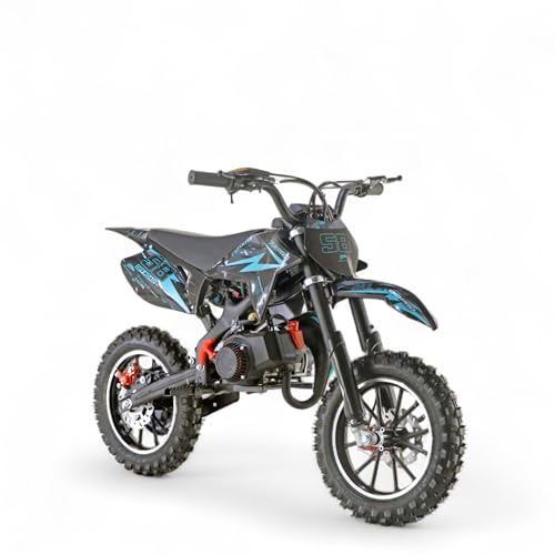 KXD 703A Knopfdruck-Starter Dirt Bike Dirtbike CrossBike Enduro Dirtbike Pocket 49cc Pitbike PocketBike Motocross Motorrad Motorbike Motorsport Pocket Vollcross Crossbike Türkis