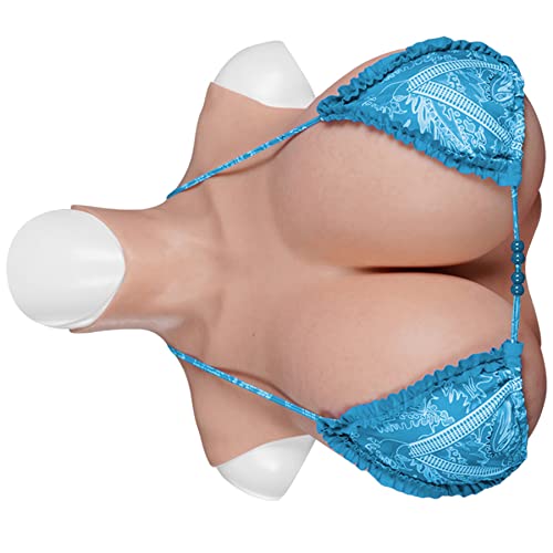 EQAIWUJIE Riesige Brustplatte H Cup Silikonbrüste für Crossdresser Cosplay Drag Queen (Farbe 1, H Cup Cotton Filled)