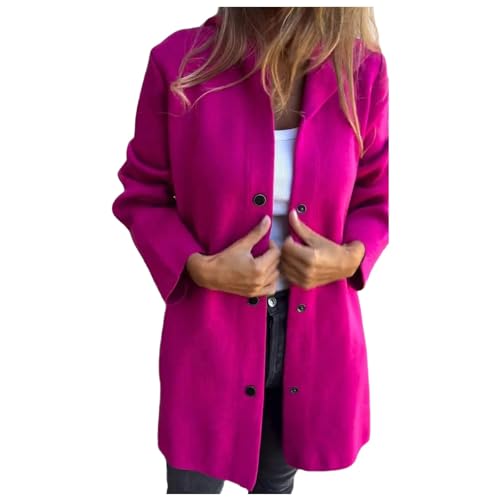 Mantel Damen Frühling Lang Wollmantel Cardigan M-ode Langarm Einfarbig Strickjacken mit Kapuze Trenchcoat Warme Kapuzenjacke Outwear Autumn Winter Jacke Casual Button Jacken T-aschen Winterjacke