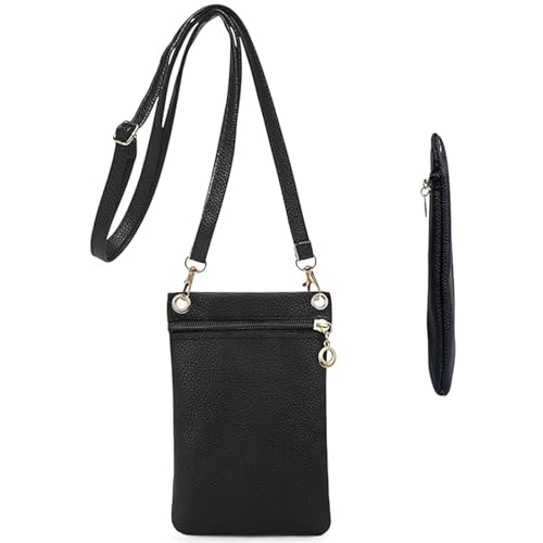 ClcIosis 1 Pcs Schwarz Handytasche Zum Umhängen Damen, Handytaschen Abnehmbarer und Verstellbarer Schultergurt Handy Tasche zum Umhängen Geeignet zum Einkaufen, Dating und Wandern