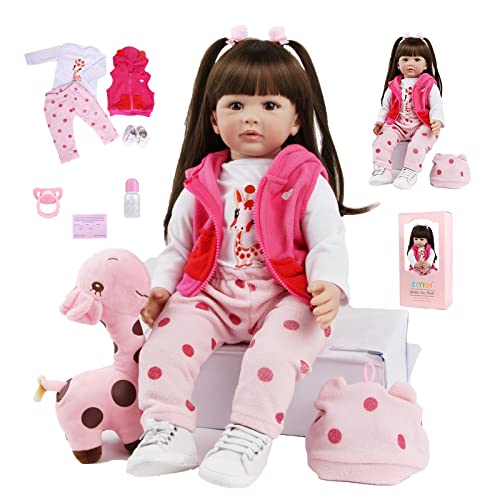 SYP Reborn Baby 24 Zoll 60 cm Reborn Baby Silikon Vinyl Reborn Puppe Lebensecht Reborn Babypuppen Wie Echt Puppe Handgemachtes Reborn Toddler Mädchen Spielzeug Geschenk