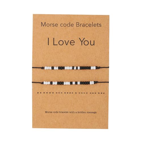2 Pcs Ich liebe dich Morsecode Armband Paare Passende, verstellbare Armbänder Freund Freundin Paar Schmuck Schmuck für Ihn / Sie / Mädchen / Frauen