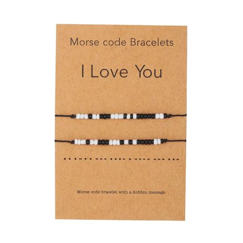 MINGCHENGCN 2 Pcs Ich liebe dich Morsecode Armband Paare Passende, verstellbare Armbänder Freund Freundin Paar Schmuck Schmuck für Ihn/Sie/Mädchen/Frauen