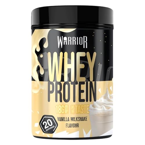 Warrior Whey Proteinpulver 500 g (Vanille-Milchshake) – muskelaturaufbau & Regeneration – Protein-Shake mit BCAAs, kohlenhydratarm & lecker – 20 Portionen für Fitness, Training & Sporternährung