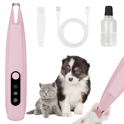 OFFCUP Pfotentrimmer für Hundem, Leise Hundeschermaschine mit LED-Licht, Schermaschine Hund Katze, Hundetrimmer Wiederaufladbar Hundepfoten Trimmer Haustier Rasierer für Pfoten, Augen, Ohren, Gesicht