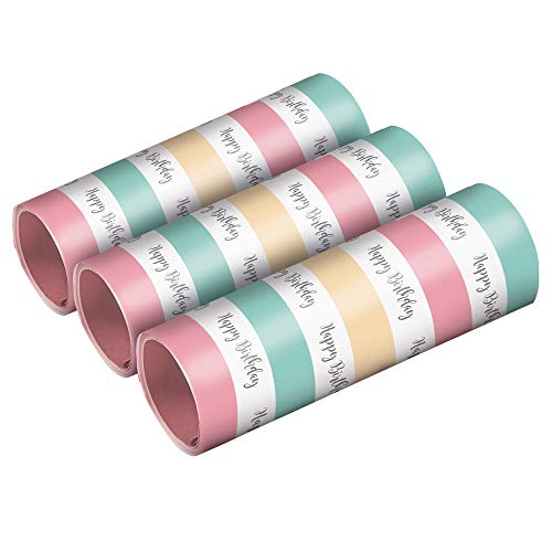 Amscan - Luftschlangen Happy Birthday, 3 Packungen, pastellfarben, Partydeko, Geburtstag