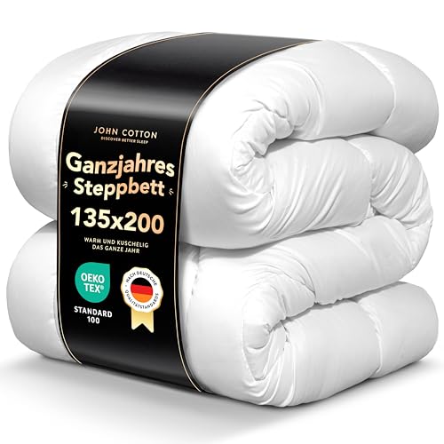 John Cotton Night Cloud Bettdecke 135x200 - Premium Klasse Steppdecke für Allergiker | Oeko-Test Zertifiziert Bettdecken | Weiche Microfaser Ganzjahresdecke - Atmungsaktive Schlafdecke | 135 200