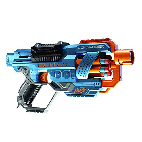 NERF Elite 2.0 Commander RD-6 Blaster, 12 Darts, 6-Dart Rotationstrommel, Tactical Rail Steckschienen, Befestigungspunkte, Mehrfarbig, 6.7 x 36.2 x 24.1 cm, für Jungen und Mädchen