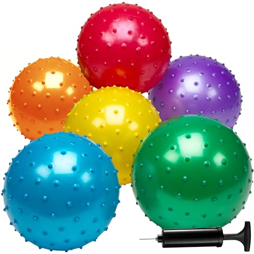 Bedwina Knobby Balls – Großpackung 17,8 cm Sensorische und stachelige Massage-Stressbälle für Kleinkinder, mit Pumpe, lustig und hüpfend für Kleinkinder, Kinderparty-Geschenke, Strumpffüller