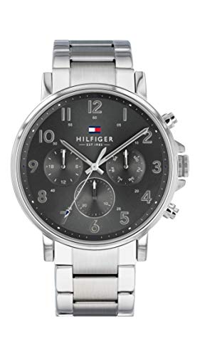 Tommy Hilfiger Multi Zifferblatt Quarz Uhr für Herren mit Silbernes Edelstahlarmband - 1710382