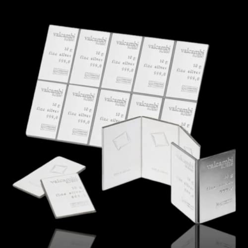 Generisch 10g Silberbarren, Tafelbarren, Feinsilber, in Münzhüllen und Geschenkbeutel, Neu, Valcambi (1 Stück)