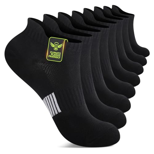 FALARY SneakerSocken Herren 43-46 Damen 8 Paar Schwarz Baumwolle Halbsocken