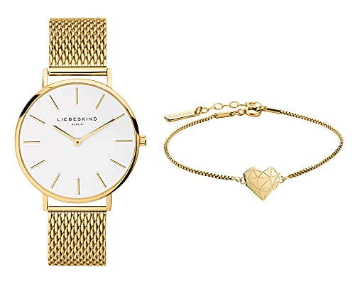 Liebeskind Berlin Set aus Armbanduhr und Armband LS-0103-MQB IP gold