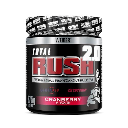 Weider Total Rush 2.0 - Hochintensives Pre-Workout Pulver mit L-Citrullin, L-Arginin, Kreatin & Koffein - 375g - Cranberry