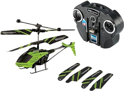 Revell 23829 RC Helikopter mit Fernbedienung Streak, Gyro, 2-Kanal IR-Fernsteuerung, Indoor-Flugmodell, mit Glow-in-the-Dark Effekt Hubschrauber Ferngesteuerter Heli, Grün, 15 cm