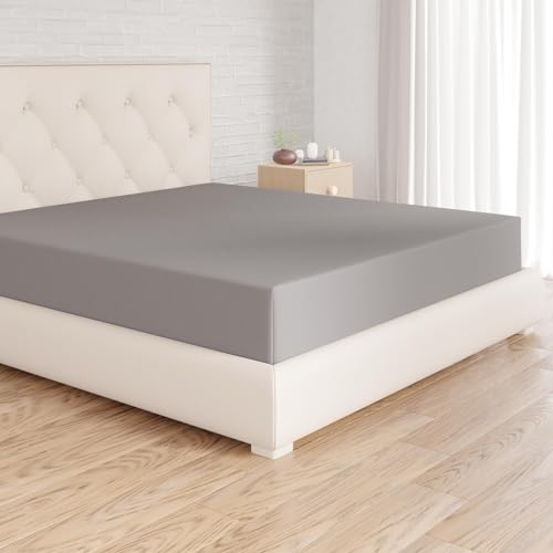 Amazon Basics Mikrofaser Spannbettlaken, 100% Polyester, OEKO-TEX Zertifiziert, 180cm x 200cm x 30cm, Dunkelgrau