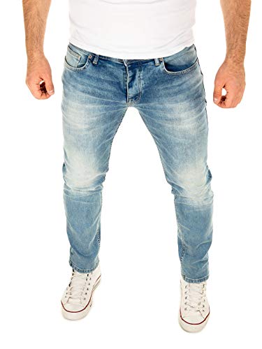 WOTEGA - Alistar Herren Jeanshose - Blaue Slim Fit Jeans - Männer Hosen Mit Stretch, Blau (Flint Stone 183916), W32/L32