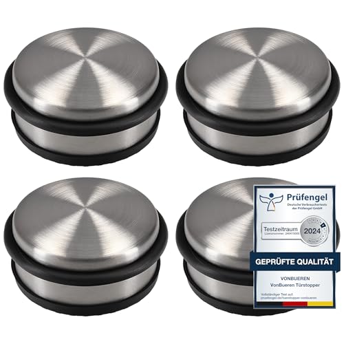 4 x Türstopper 1,2 kg Boden schwer VonBueren | ca. 10,5 x 5 cm | Tür Stopper aus Edelstahl/Metall | door stopper