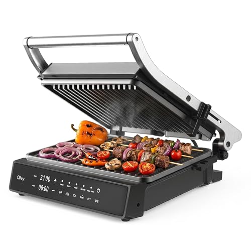 Olvy Kontaktgrill Elektrischer Tischgrill Paninigrill