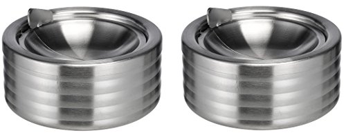 Bambelaa! Aschenbecher mit Deckel Windaschenbecher Design Sturmaschenbecher Klappaschenbecher Bar Edelstahl (2 Stück)