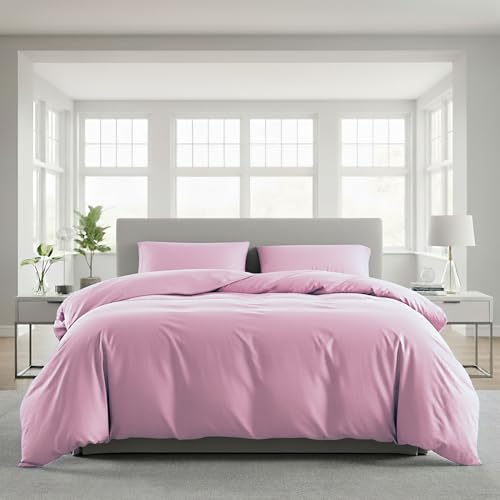 Lavea® Bettwäsche 135x200 cm, 2-teilig, 1 Bettbezug 135x200 cm, 1 Kissenbezug 80x80 cm, Mikrofaser, weich, atmungsaktiv, pflegeleicht, hypoallergen, Markenreißverschluss, Bettwäsche-Sets Rosa