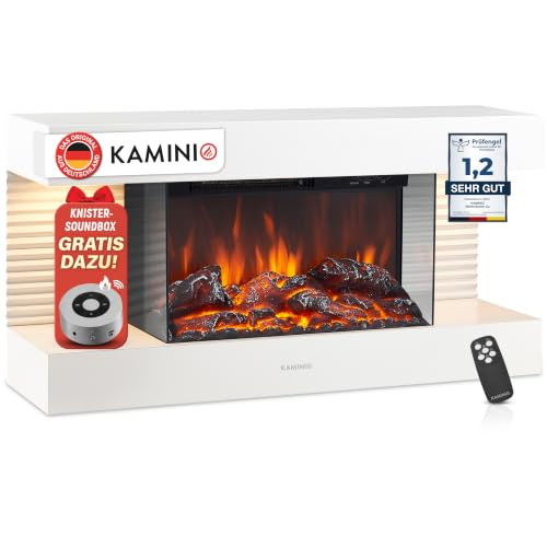 KAMINIO® Liz 82 Elektrokamin mit Heizung [Wandkamin elektrisch] Weiß