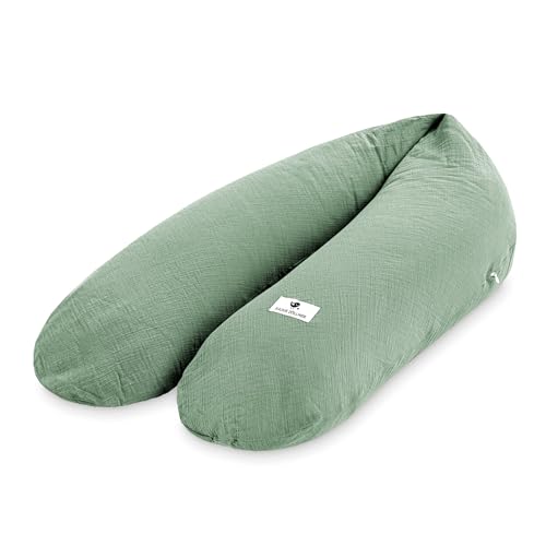 Julius Zöllner Stillkissen Musselin | Schwangerschaftskissen, Seitenschläferkissen & Lagerungskissen in einem | 100% Baumwolle, Oeko-TEX Standard 100 | Grün