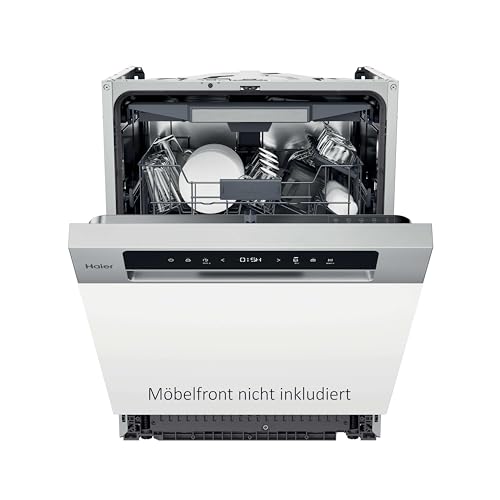 Haier Geschirrspüler teilintegriert 60 cm I Einbauspülmaschine Washlens Plus Series 2 I 14 Maßgedecke, 5 Programme, automatische Türöffnung, Besteckschublade, leise I XH 4C4F1S