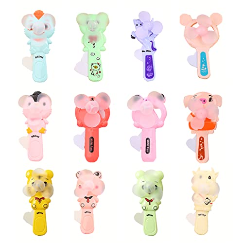 Yiyifor 12PCS Kleiner Ventilator,Handventilator,Mini aus Kunststoff Ventilator,Karikatur Faecher Tragbare,f¨¹r Kinder Reisen Zuhause B¨¹ro Camping(Zuf?llige Farbe)